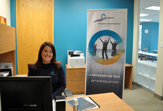Connie Qaunaq-Burke sits behind the desk at the Nunavik Sivunitsavut office space in Montreal, where she works as an administrative assistant. Qaunaq-Burke, originally from Arctic Bay, graduated from the Ottawa-based Nunavut Sivuniksavut program in 2009. Now she's helping the Kativik School Board as it launches its made-in-Nunavik version, set to begin in August 2017 with a class of 18 students. Read more later at Nunatsiaqonline.ca. (PHOTO BY SARAH ROGERS)
