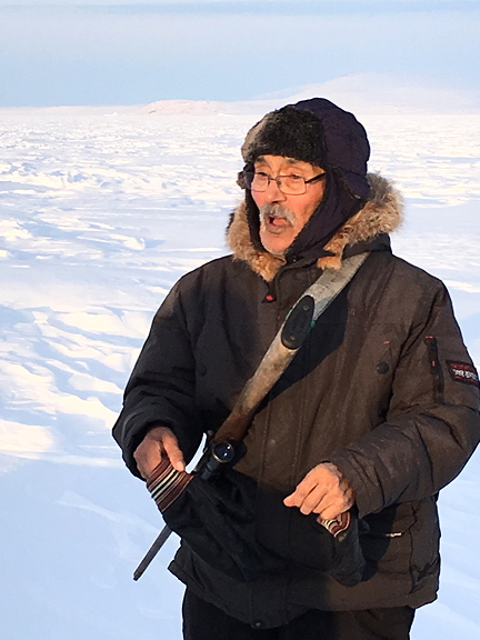 Peter Paneak spends time on the land during a recent visit to his cabin outside Clyde River. The burned body of the 83-year-old elder was found amid the ruins of his cabin, June 18, which was destroyed in a fire. (PHOTO COURTESY REESIE CHURCHILL)
