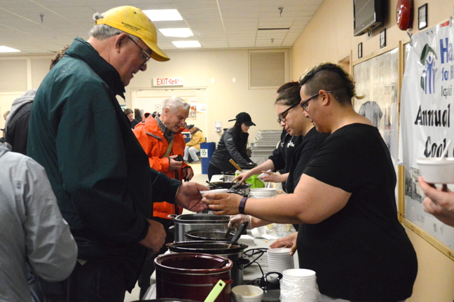Do you like it spicy? People line up to taste entries in Habitat for Humanity's annual chili cooking contest. 