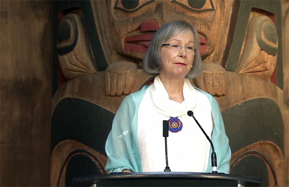 Marion Buller, chief commissioner of the National Inquiry into Missing and Murdered Indigenous Women and Girls, speaks at a July 6 press conference in Vancouver. Buller expressed concerns about meeting the inquiry’s mandate by September 2018, when it's scheduled to wrap up.