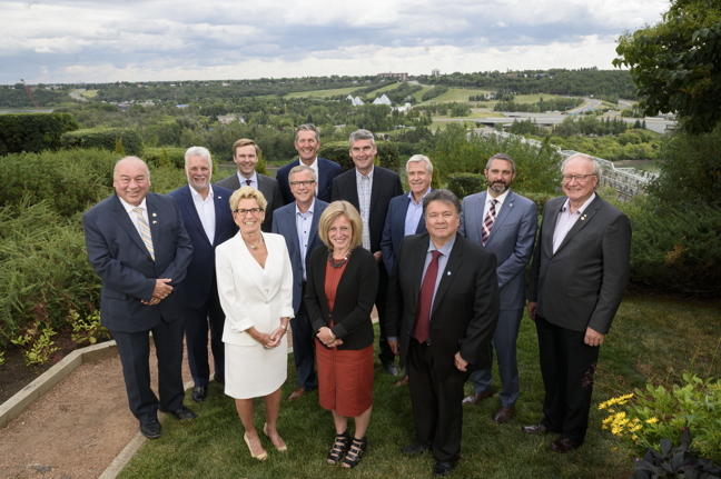 Nunavut Premier Peter Taptunam, front row, right, stands with the rest of Canada's premiers at Council of the Federation meetings in Edmonton this week. (PHOTO COURTESY CoF)