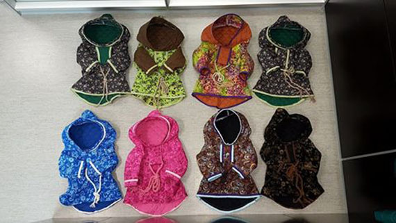 The hamlet of Arviat's wellness department and its Margaret Aniksak Visitor Centre helped coordinate a number of youth programs in the Kivalliq community over the summer, including an amautik-making workshop. Arviat youth fashioned the eight toddler-size amautiit pictured here, which will be donated to the Arviat Shared Care Day Care. (PHOTO COURTESY OF HAMLET OF ARVIAT)