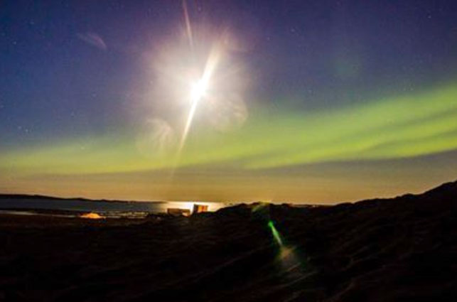 Rankin Inlet residents who stayed up late enough Aug.12 were treated to some moonlight, with a swath of northern lights in the background. Marilyn Sandy captured this scene from the end of the Kivalliq community's Area 6 road. (PHOTO BY MARILYN SANDY)