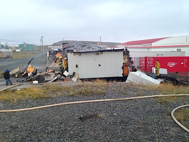Last September's fire at the co-op warehouse in Kugluktuk, caused extensive damage an big losses. (FILE PHOTO)