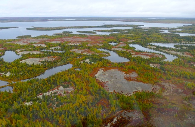 The tundra turns gold and rust at Gabriel Lake, near Kuujjuaq, Nunavik. While it has dipped below 0 C this month in the Nunavik hub, temperatures have been mild and even warm with highs near +20 C mid-month and, more recently, dropping to highs of between +8 C and +13 C. That's all above normal; Environment Canada says average highs for this time of year in Kuujjuaq are between +7 C and +8 C. (PHOTO BY ALLEN GORDON)