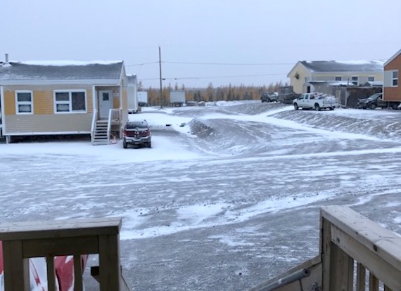 People in Kuujjuaq woke up to icy conditions Oct. 1 after a night of winds up to 100 km/h, sleet and snow. An Environment Canada wind warning is still in effect for the Ungava Bay region, as of Oct. 1. (PHOTO BY IDA SAUNDERS)