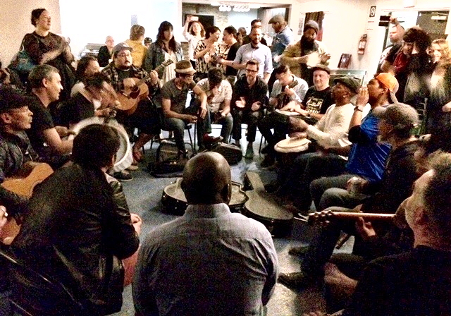 Artists from the 2017 Alianait Arts Festival close out the four-day event at the after party. (PHOTO BY HEATHER DALEY)