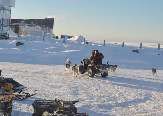 Jason Angiyou gets a lift home from the courthouse on the back of a four-wheeler after a Quebec judge acquitted him on charges of assault. The 34-year-old said alcohol has been a major factor in his criminal record and he plans to move away from Puvirnituq, where he says alcohol is too easy to get a hold of. (PHOTO BY SARAH ROGERS)