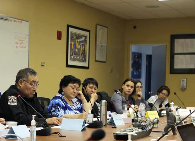 Staff with Quebec’s public inquiry into the relationship between Indigenous people and certain public services meet with Nunavik’s Satuviit Inuit Women’s Association during a visit to Kuujjuaq earlier this month. (PHOTO COURTESY OF CERP)