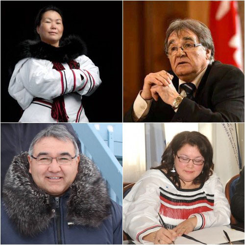 Five candidates are running to serve as Makivik's next president: clockwise from top left, Lucy Grey, Charlie Watt, Alasie Arngak and Jobie Tukkiapik. A fifth candidate, Jackie Williams, is not pictured. Nunavimmiut go to the polls Jan. 18. (HANDOUT PHOTOS)