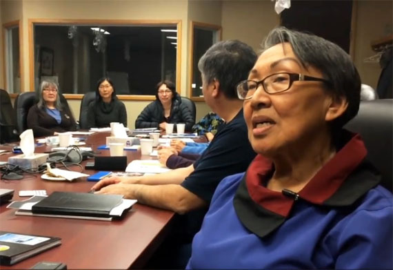 Monica Ittusardjuat, the national Inuit language coordinator at ITK, speaks at the last Atausiq Inuktut Titirausiq meeting in Ottawa in January. (IMAGE COURTESY OF ITK)