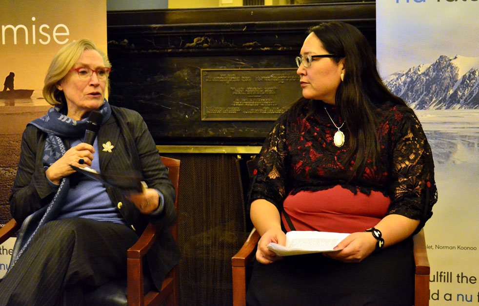 Carolyn Bennett, the minister of Crown-Indigenous relations and northern affairs, at a panel discussion this past Jan. 31 on implementation of Article 23 of the Nunavut Agreement. (PHOTO BY JIM BELL)