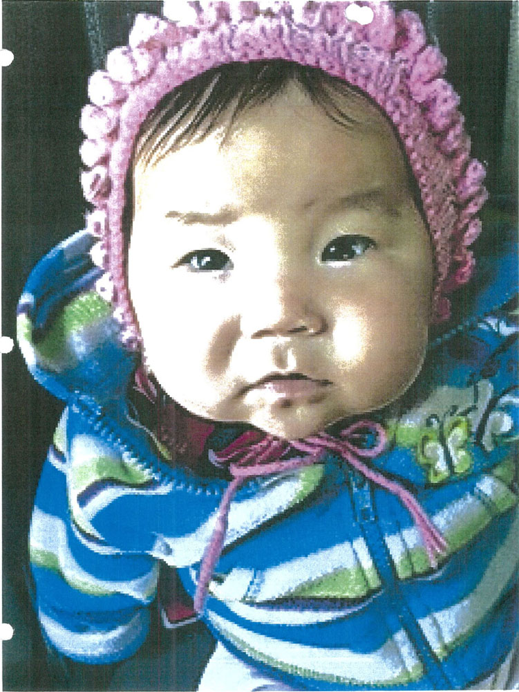 The cause of Amelia Annie Leah Onalik-Keyookta's death remains undetermined, a jury hearing evidence in a coroner's inquest in Iqaluit this past week said in its verdict. But the jury made 22 recommendations aimed at ensuring similar deaths of babies in the care of the Department of Family Services do not happen again. (EVIDENCE PHOTO)