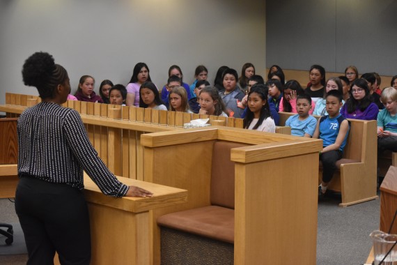 A group of students took part in a mock citizenship ceremony at the Iqaluit courthouse on Monday, June 18. Three guest speakers and Justice Bonnie Tulloch taught the students about the process of becoming a Canadian citizen for those born in another country and why they should be proud of their citizenship. (PHOTO BY COURTNEY EDGAR)