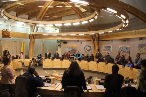 Sixteen of Nunavut's 22 members elected in the Government of Nunavut voted to remove Premier Paul Quassa from cabinet, June 14. (PHOTO BY BETH BROWN)