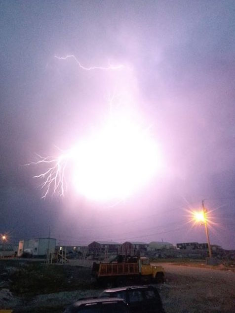 Gordon Panika captured this ghostly image of lightning over Whale Cove, Nunavut, on the night of Wednesday, July 11. (PHOTO BY GORDON PANIKA)