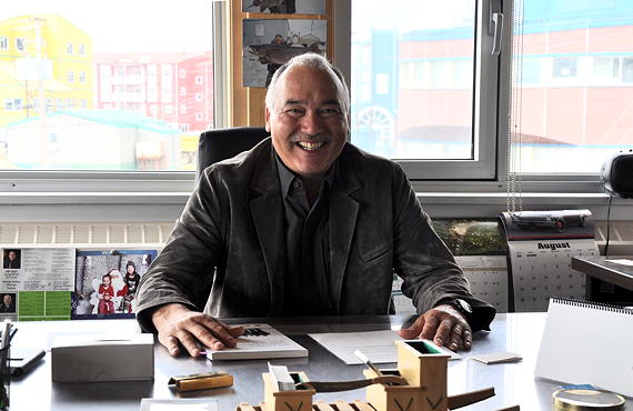 Nunavut Premier Joe Savikataaq sits at his desk in his office at the legislative assembly in Iqaluit last week. Savikataaq, who came on as premier in mid-June, said he's focused on bringing better elders' care to the territory, overseeing the launch of an addictions treatment centre and building more social housing for Nunavut. Read more in a profile of the new premier later at Nunatsiaq.com. (PHOTO BY SARAH ROGERS)