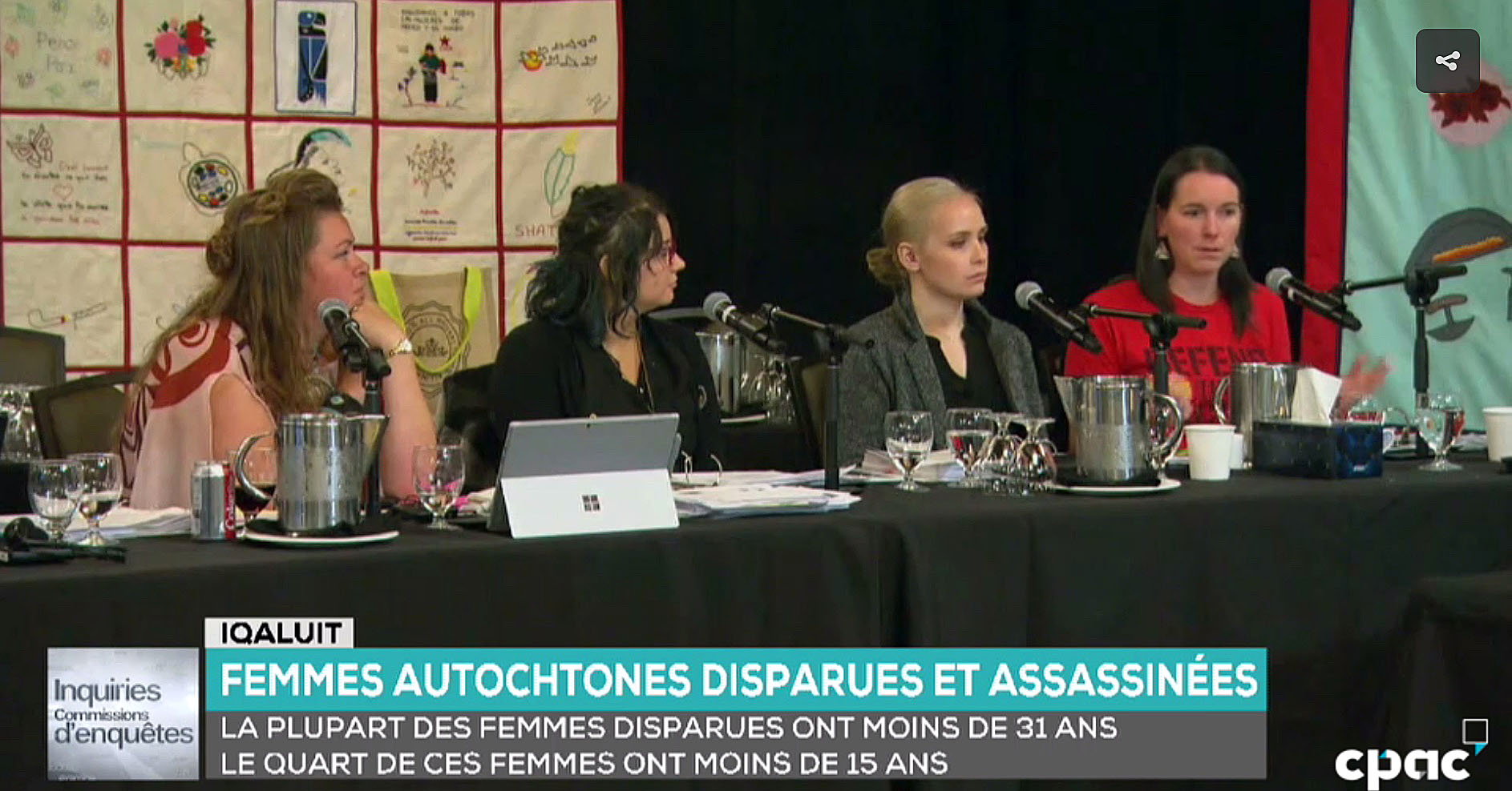 A scene from the National Inquiry into Missing and Murdered Indigenous Women hearing in Iqaluit held this past Sept. 12. (SCREEN GRAB)