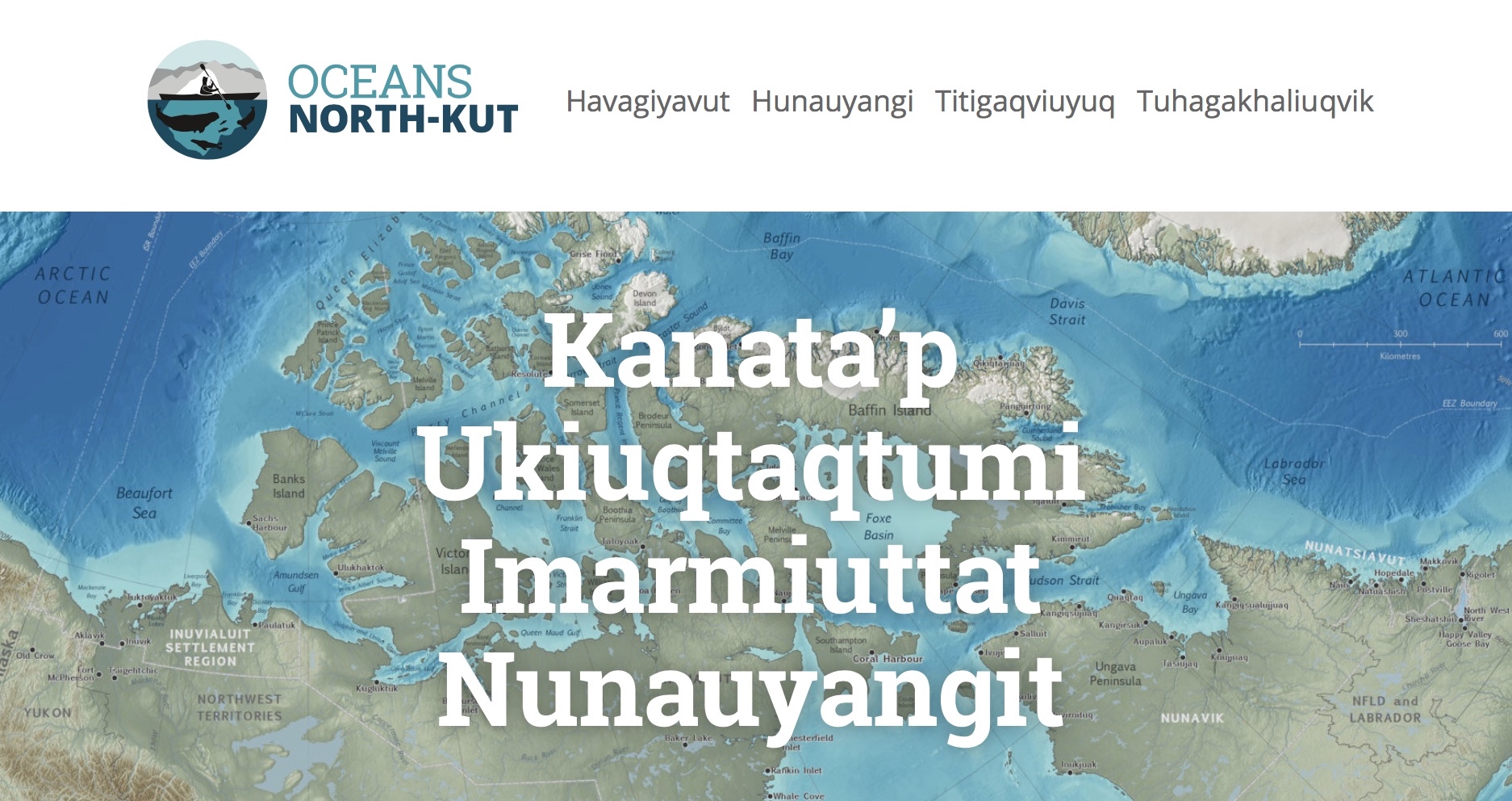 Here's the Inuinnaqtun cover of the new 122-page Canada's Marine Atlas, which is also available free, online, in English, French and Inukitut.