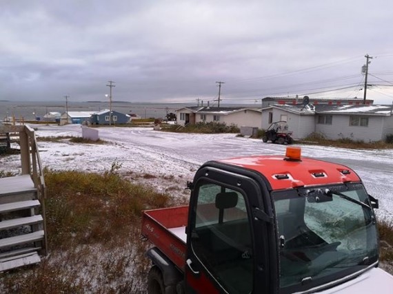 Chris Leboldus, an electrician based in Arviat, was working in Kugluktuk this week when he awoke on Wednesday, Sept. 5 to the Kitikmeot community's first snowfall of the year. (PHOTO BY C. LEBOLDUS)