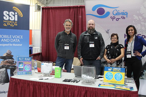 SSi Micro representatives are seen at this week's Nunavut Trade Show. From left: David Veniot, William Ingarfield, Caroline Rennie and Andrea Aindow. (PHOTO BY BETH BROWN)