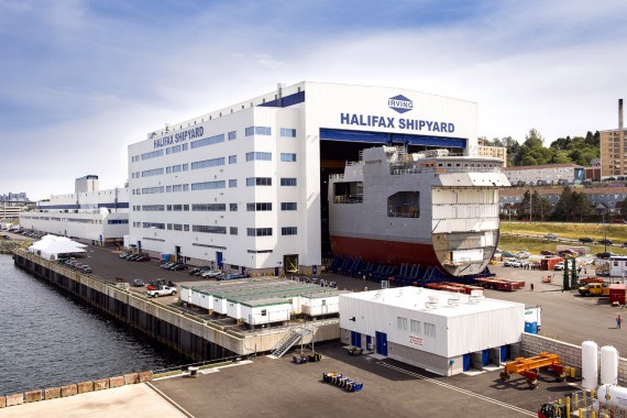 This photo, from last summer, shows part of a new navy ship that will sail in Arctic waters, HMCS Harry DeWolf. Two other similar vessels are being built now in Halifax. (PHOTO COURTESY OF THE CANADIAN ARMED FORCES)