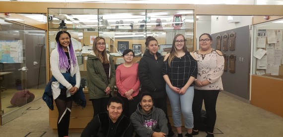 Members of the mayor's youth advisory council in Cambridge Bay pose together in the hamlet council foyer shortly after their Oct. 11 swearing-in ceremony. They will advise the councillors on issues that concern youth in this growing community of about 1,900. (PHOTO BY JANE GEORGE)