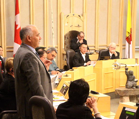 Premier Joe Savikataaq says on Tuesday, Oct. 23, that a review of the Government of Nunavut’s harassment policy will get underway in the new year, around the same time as a stand-alone human resource department splits off from the Department of Finance. (PHOTO BY BETH BROWN)
