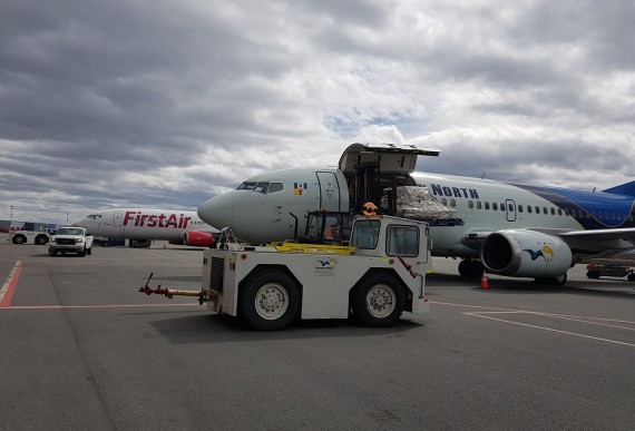 The Inuit of the Nunavik region of Quebec and the Inuvialuit of the western Arctic signed an agreement in Montreal Sept. 28 officially combining two northern carriers–First Air and Canadian North-into one northern airline. After the signing, Inuit Leaders Charlie Watt, who is president of the Makivik Corp., and Duane Smith, who is chair and CEO of the Inuvialuit Regional Corp., shook hands, sealing the biggest airline merger in the history of Canada’s North. (FILE PHOTO)