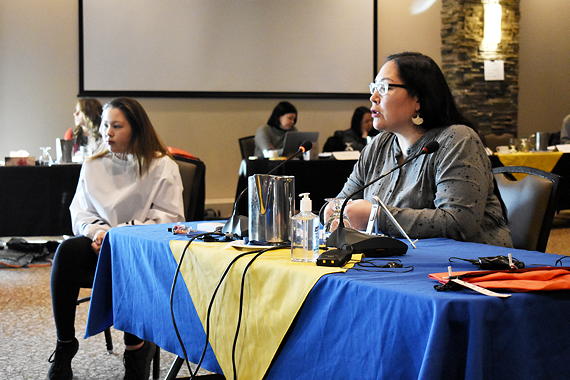 Nunavut Tunngavik Inc. President Aluki Kotierk speaks during the organization's annual general meeting in Iqaluit. (PHOTO BY COURTNEY EDGAR)