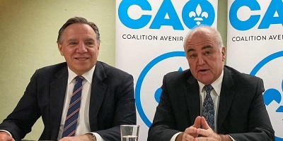 A judicial recount confirmed a win for Ungava MNA Denis Lamothe, pictured here to the right of Quebec's new premier, François Legault. (FILE PHOTO)