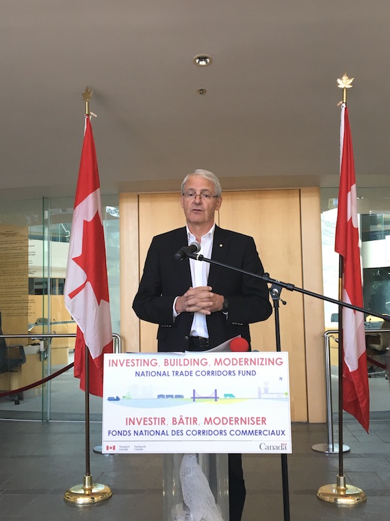 Speaking in the Northwest Territories' legislature in August 2017, Transport Minister Marc Garneau described the $400 million that would be split among the three territories for transportation infrastructure projects. On Monday, he put out a new call for proposals for money from the fund. (FILE PHOTO)