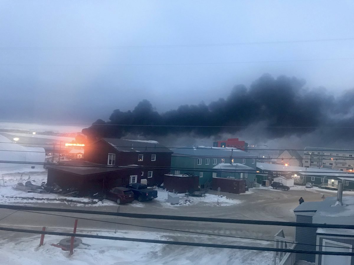 This is how the fire at the Northmart in Iqaluit looked Thursday, Nov. 8, at around 7 a.m. Firefighters are still at the scene. There is no information yet about the extent of the damage or the cause of the fire. You can read about the fire on nunatsiaq.com. (PHOTO BY CLARE KINES)