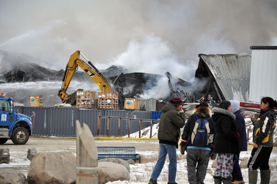 An Iqaluit teen is scheduled to appear in court today, Nov. 13, on a charge related to last week’s major fire at Northmart’s warehouse. (PHOTO BY SARAH ROGERS)