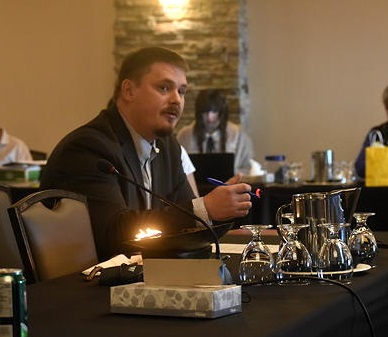 QIA president P.J. Akeeagok, pictured here at a recent board meeting in Iqaluit, will serve a second term as president after he was acclaimed to the role Nov. 2. (FILE PHOTO)
